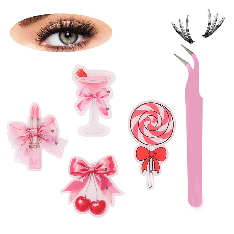 Eyelash Extension Menu - ピンクアクリルまつげエクステンションディスプレイボードローズ口紅磁気吸引つけまつげトレイホルダーパレットメイクアップツール