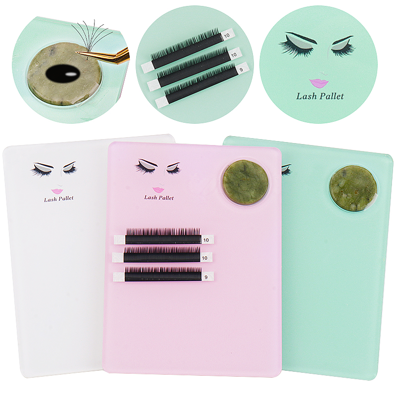 Eyelash Extension Menu - 1 個アクリル翡翠石まつげエクステンションプレートトレイグラフティングまつげホルダー接着剤パレットボードスタンドパッド美容メイクツール