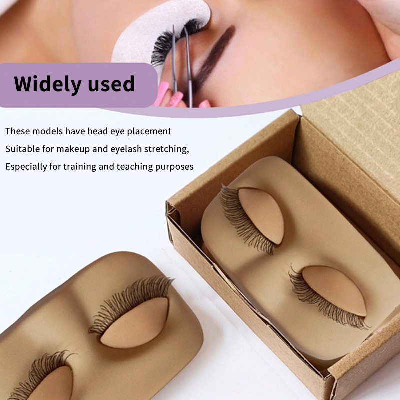 Eyelash Extension Model - ミニラッシュフラットモデルヘッド練習まつげエクステンショントレーニングヘッド取り外し可能な交換まぶたとつけまつげ