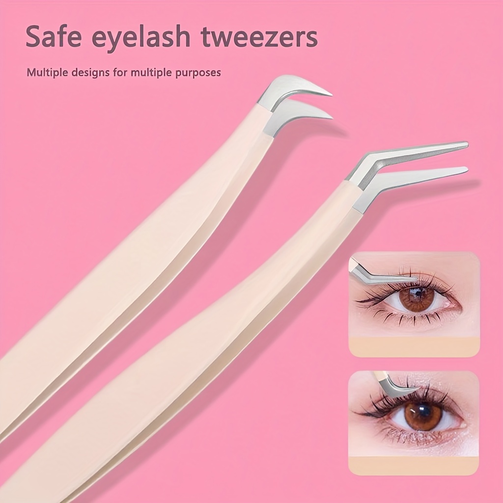Eyelash Extension Is Safe - つけまつげ1セット、まつげカーラーセット、まつげエクステ用特殊ピンセット、グラデーションゴールドフェザーピンセット、抗アレルギー、安全で使いやすい美容ツール、まつげエクステツール、メイクアップ必需品、実用的なガジェット