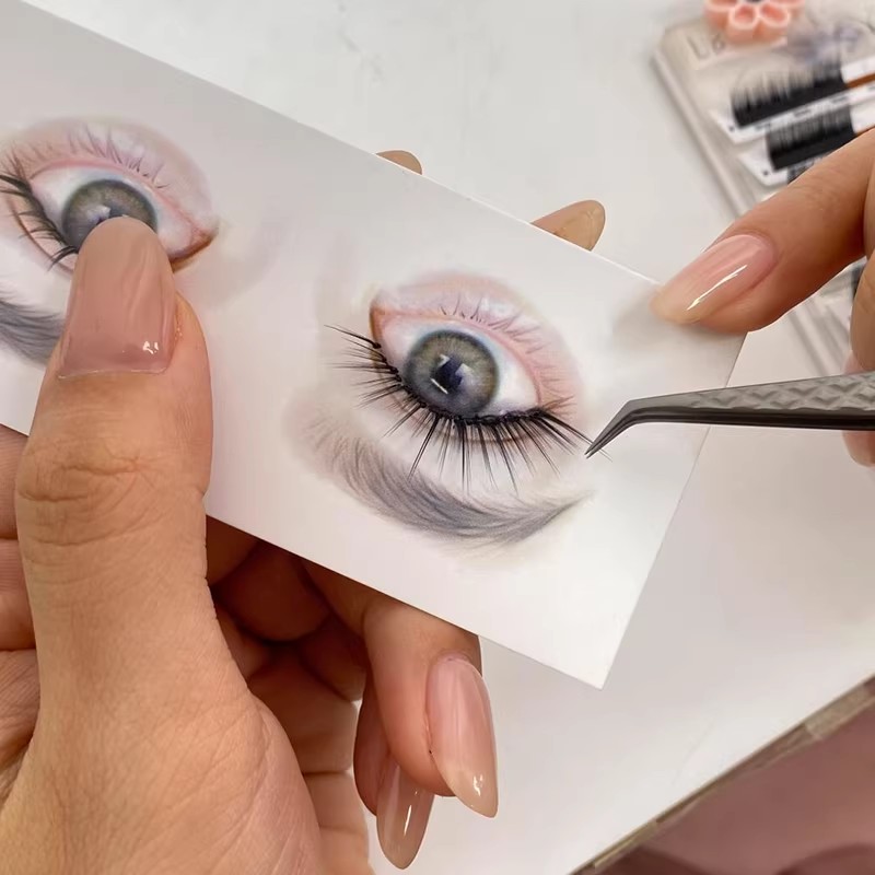 Eyelash Extension Model - 初心者向け再利用可能まつげマッピングカード - まつげデザインディスプレイ＆練習用カード