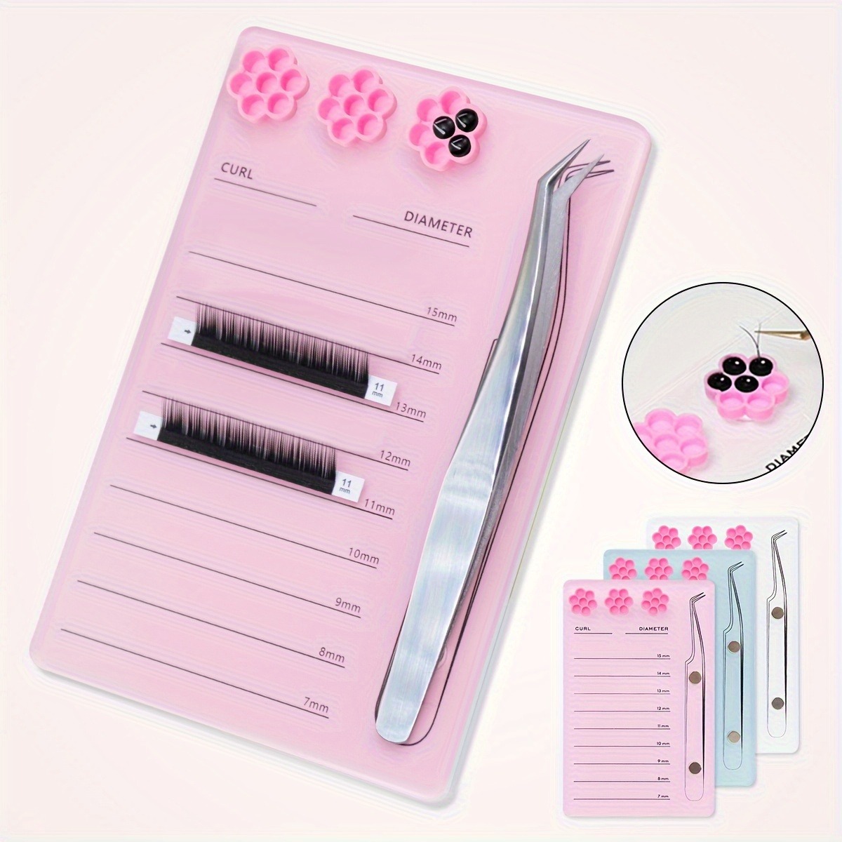 Eyelash Extension Menu - まつげエクステスケールホルダー磁気アクリルラッシュボード接着剤パレットカップ清潔で衛生的なつけまつげパッドまつげメイクツール