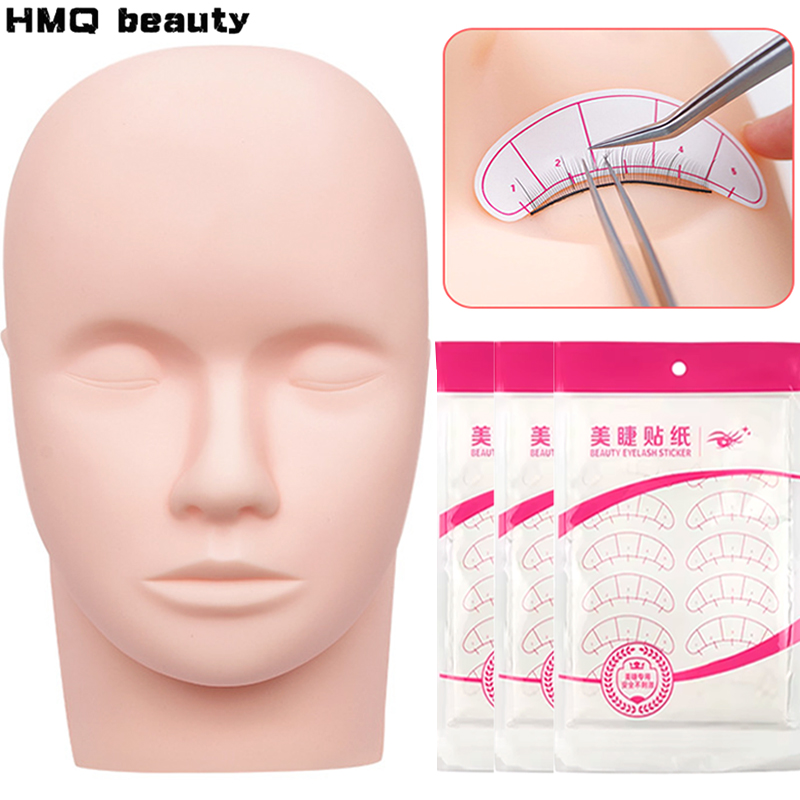 Eyelash Extension Model - まつげエクステンショントレーニングヘッドメイク練習モデルキット偽マネキンヘッドゴム目練習まつげエクステンション用品