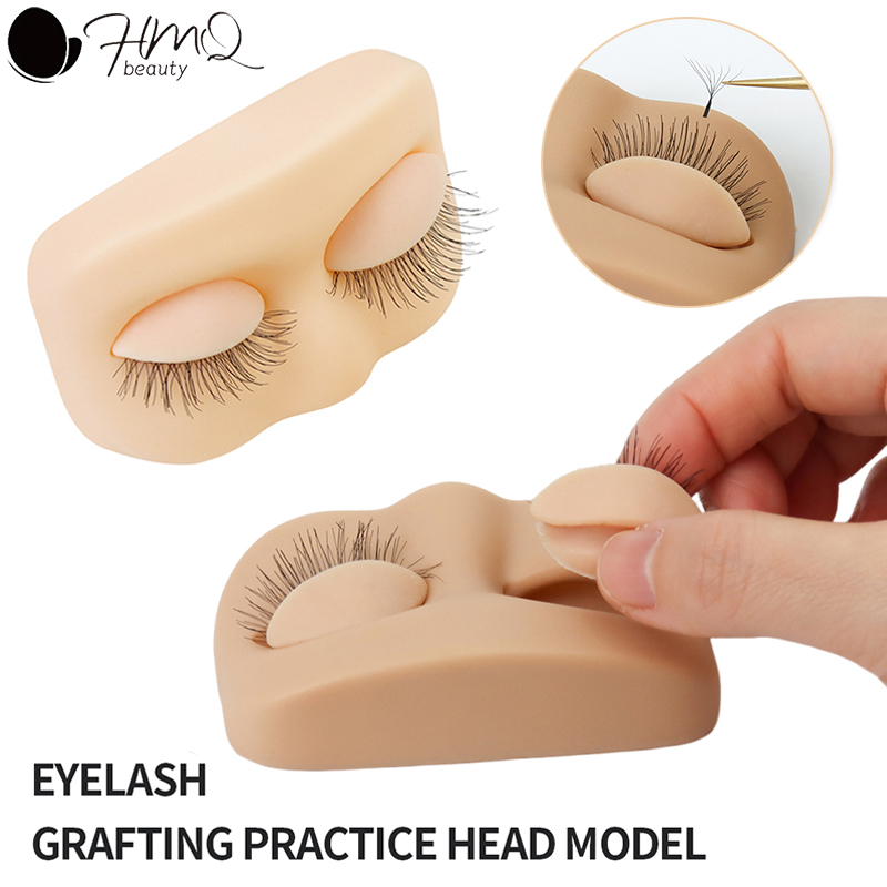 Eyelash Extension Model - まつげエクステンション練習ヘッド取り外し可能なまぶたフラットマネキンモデルまつげ移植トレーニングメイクアップ教育アクセサリー
