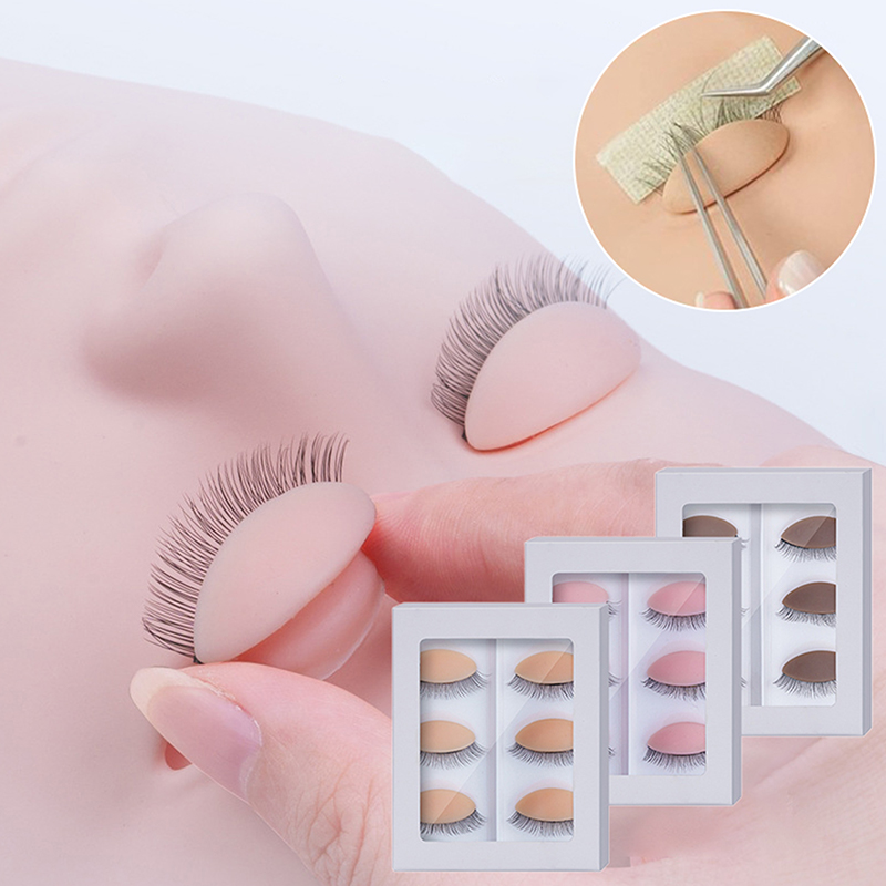 3ペア/セット交換用つけまつげエクステ練習用ヘッドモデルシリ - Eyelash Extension Model のレビューと価格