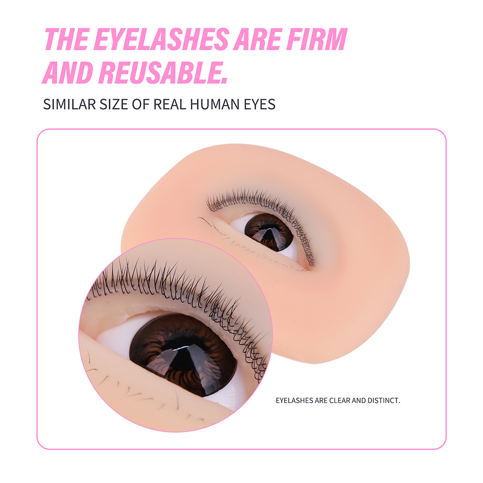3層シリコン製まつげエクステ練習用アイモデル、伸縮性のある3 - Eyelash Extension Model のレビューと価格