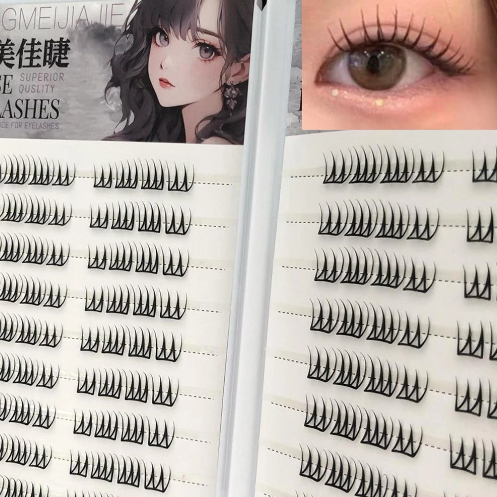 U字型接着剤不要つけまつげ大容量韓国風透明シングルクラスター - Eyelash Extension Korean Style のレビューと価格