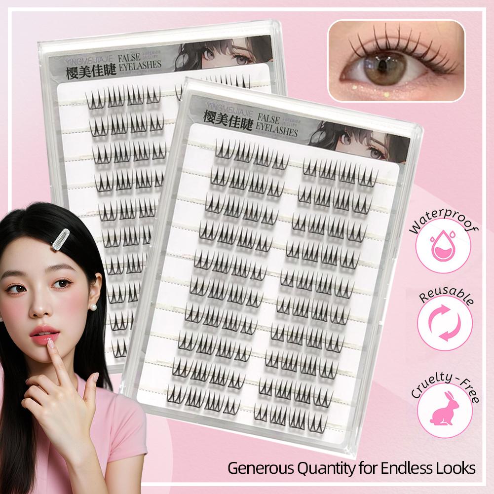 U字型接着剤不要つけまつげ大容量韓国風透明シングルクラスター - Eyelash Extension Korean Style のレビューと価格