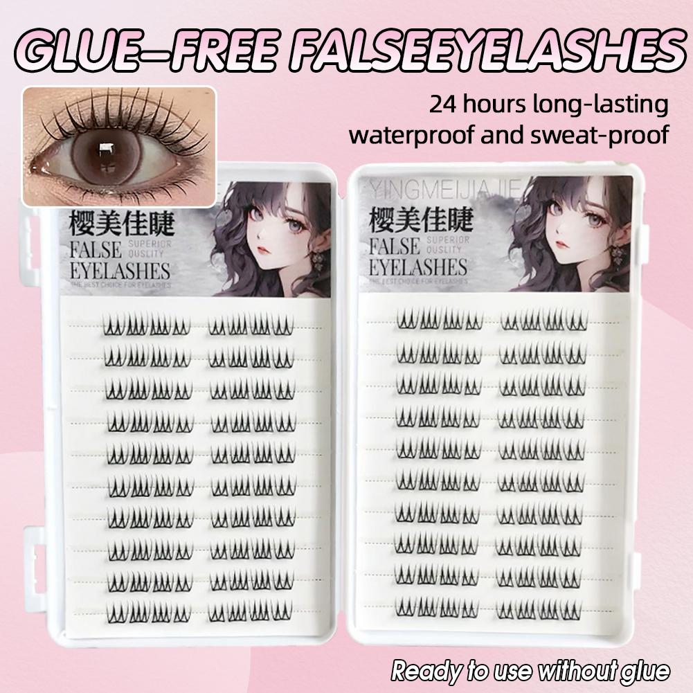 U字型接着剤不要つけまつげ大容量韓国風透明シングルクラスター - Eyelash Extension Korean Style のレビューと価格