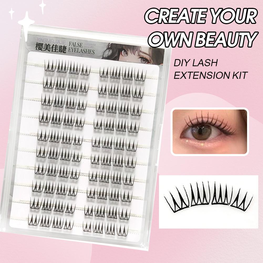 U字型接着剤不要つけまつげ大容量韓国風透明シングルクラスター - Eyelash Extension Korean Style のレビューと価格